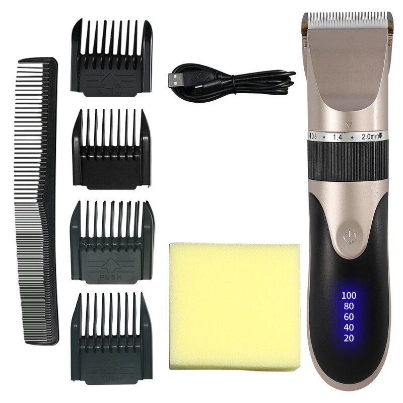 Hair Clippers Barber Shavers Machine 5-Speed Rechargeable Cordless Haircutting Tools: Gold