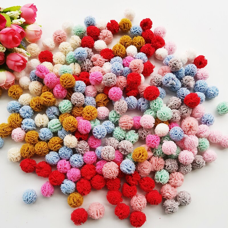 100 Stks/partij 15Mm 10 Kleuren Mesh Bloem Bal Voor Naaien Op Sjaal Schoenen Hoeden Bont Diy Ambachten Haar Clip accessoires
