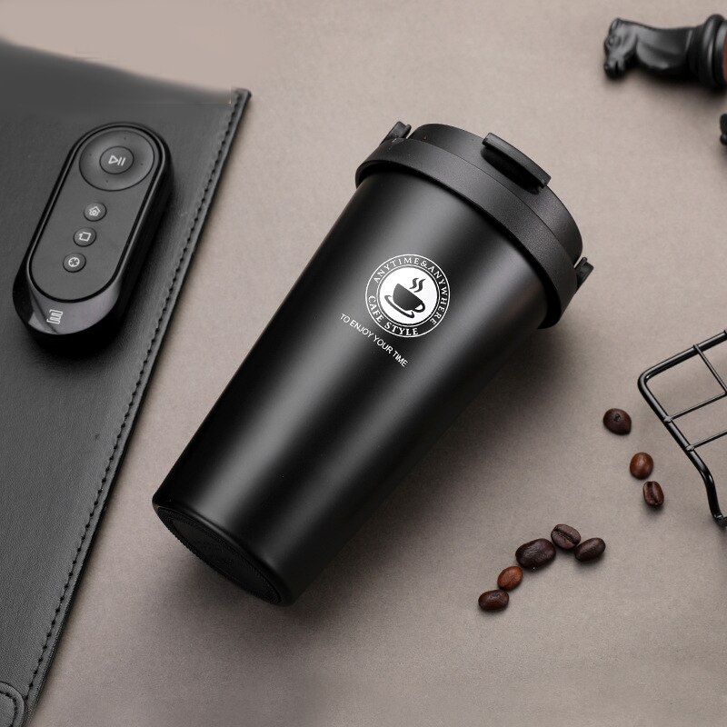 12 Colors 500ml Coffee Thermos Cup Stainless Steel Thermos Mug Vacuum Flask Coffee Cups Travel Mug Hydro Flask Water Bottle: Black