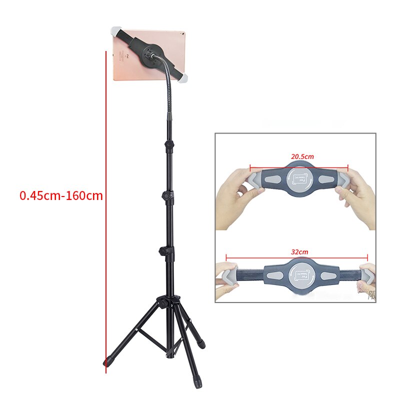 Soporte de trípode ajustable para Tablet, soporte para Tablet de 5 a 12,9 pulgadas, soporte de trípode para IPAD Air Pro 12,9: 2