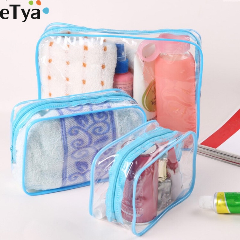 eTya Women Clear PVC Luggage Organizer Packing Waterproof Clothes Cosmetic Makeup Bag Toiletry Wash Case Travel Accessories