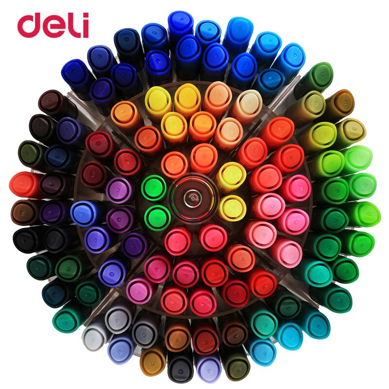 Deli aquarel pennen 100 kleuren/box art briefpapier levert water kleur markers gewassen tekening schilderen markeerstift