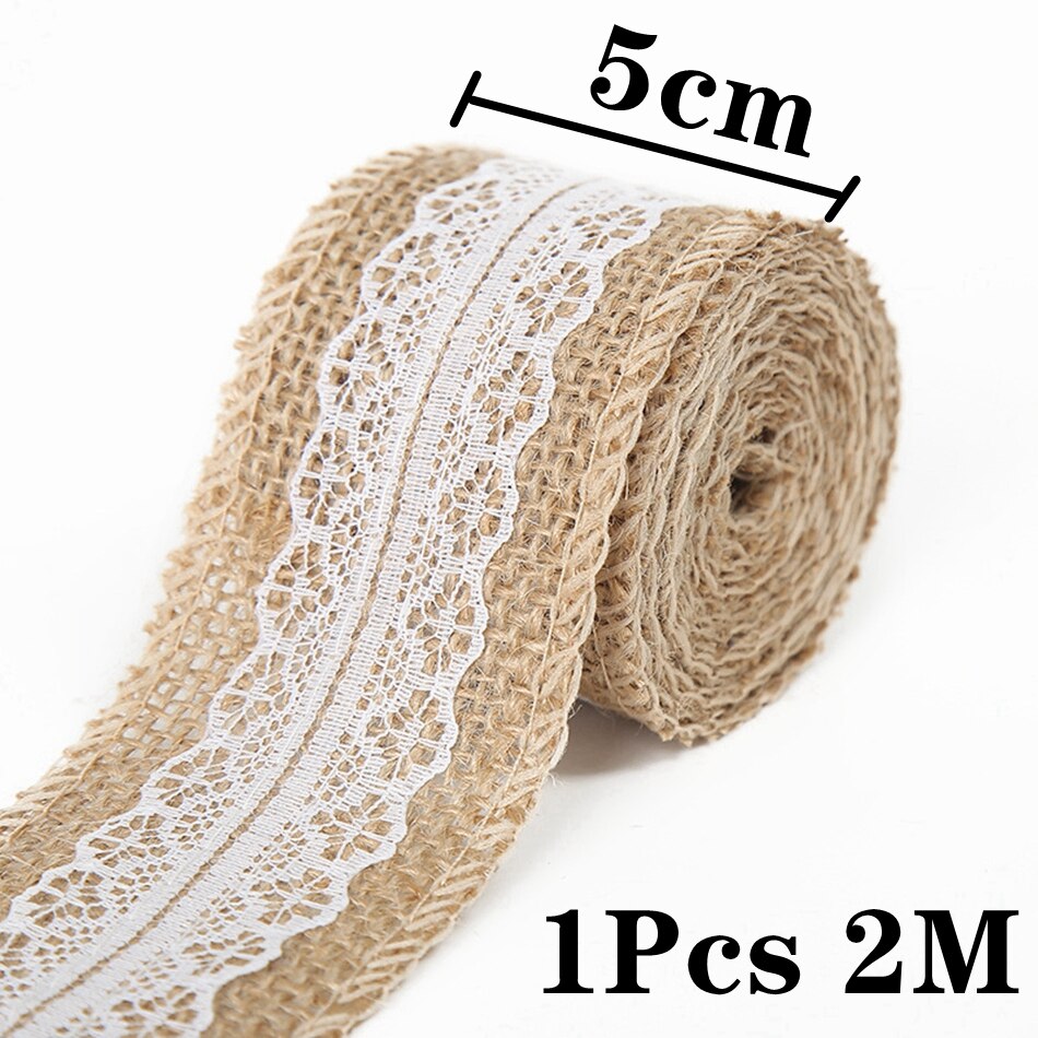 2M/Rolle Natürlichen Jahrgang Jute Leinwand Spitze Schleife Handwerk DIY NäHenne Jute Stoff wickeln Hochzeit Party Weihnachten hause Dekoration