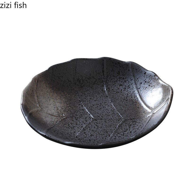 Ceramic Dinner Plates Vegetable Dish Leaf Shape Tableware Sashimi Sushi Dish Hotel Restaurant Cooking Plate Snack Desserts Tray