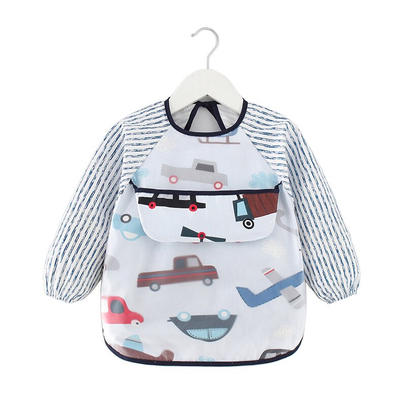 Lange Mouw Waterdichte Slabbetjes Kids Schort Cartoon Baby Jongen Meisje Eten Bib Met Mouw Kinderen Tekening Kleding Siliconen Bib