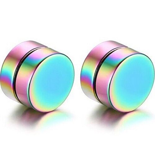 Men Round Stainless Steel Magnetic Clip On No Piercing Ear Stud Earrings jewelry charm earrings