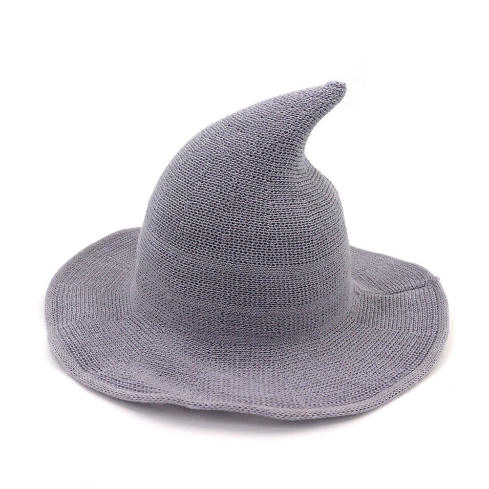 Halloween dame bred skygge uldstrik hekse hat kostume fest cosplay spand cap uld strik heks hatparty cosplay spand cap