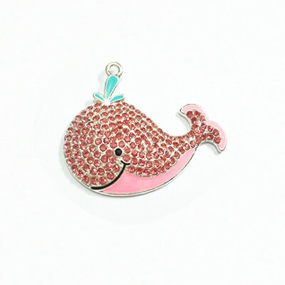 (Escolha a Cor do Primeiro) 50mm * 40mm 10 pçs/lote Baleias Pingentes de Strass: Hotpink With Pink