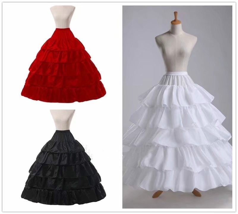 4 Hoop Wedding Wit Zwart Rood Petticoat Crinoline Onderrok Fancy Slips
