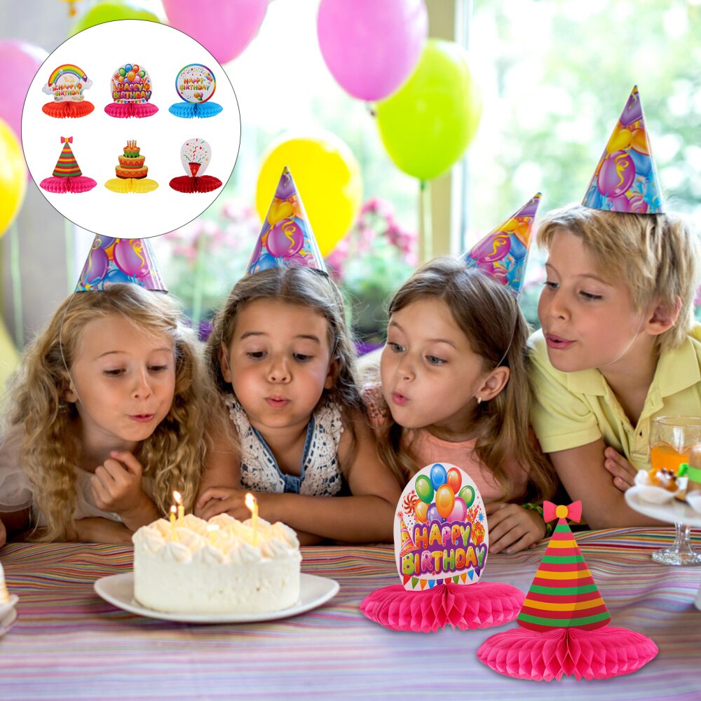 6pcs Birthday Decoration Set Paper Fans Flowers Circle Paper Garland for Party