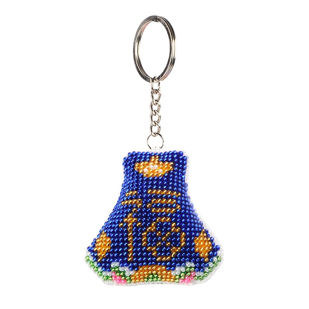 Stemplet diy perle korssting nøglering kit håndarbejde fuld beaded håndlavet broderet håndværk til rygsæk vedhæng: 01