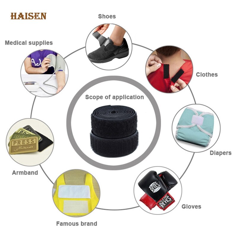 Haisen,Solid Color Soft Nylon Hook and Loop Adhesive Fastener Tape,Magic Tape, Sewing Accessories For Clothe/ Bag/ Shoe/AB Stick