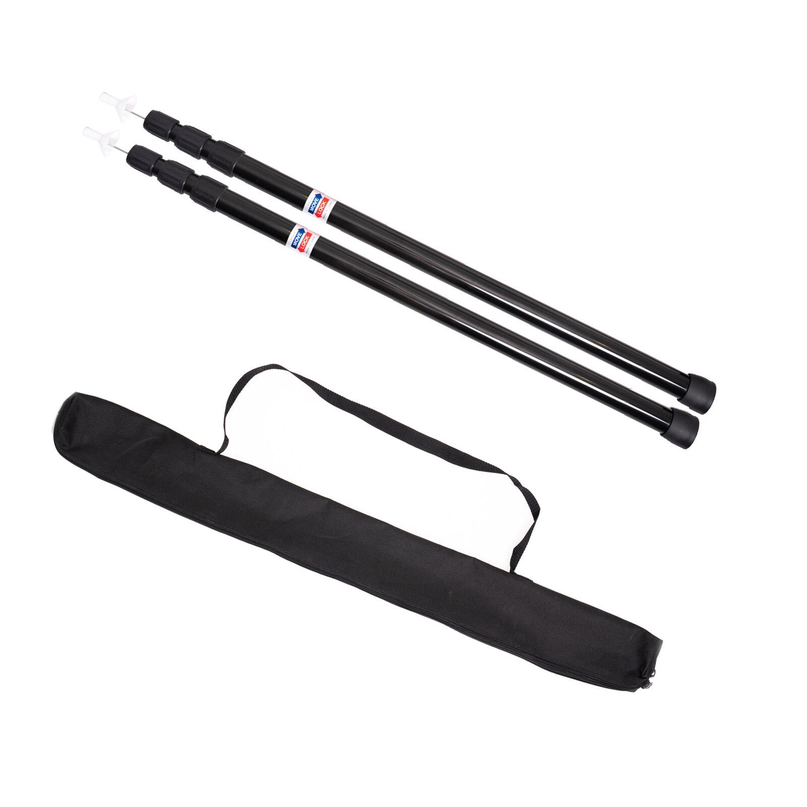 Barre de Support pour auvent de tente, en fer, ajustable, Portable, avec sac de rangement: 2pcs 230cm Black