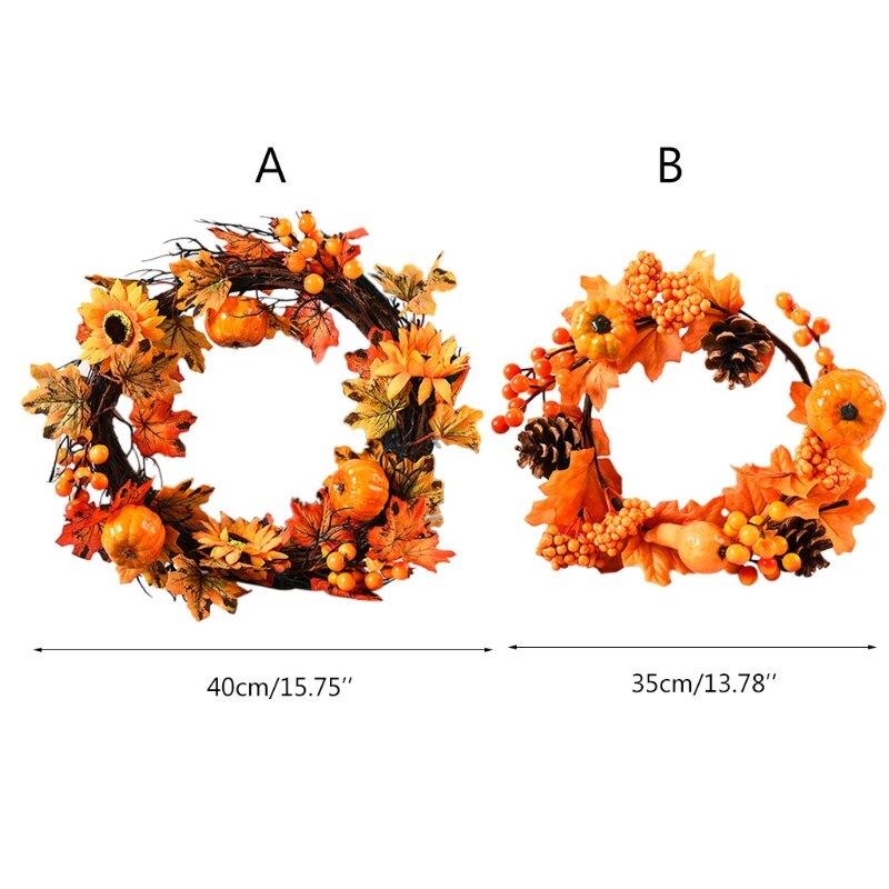 35/40cm halloween herfst thanksgiving pompoen esdoornblad krans muur deur raam 77ud