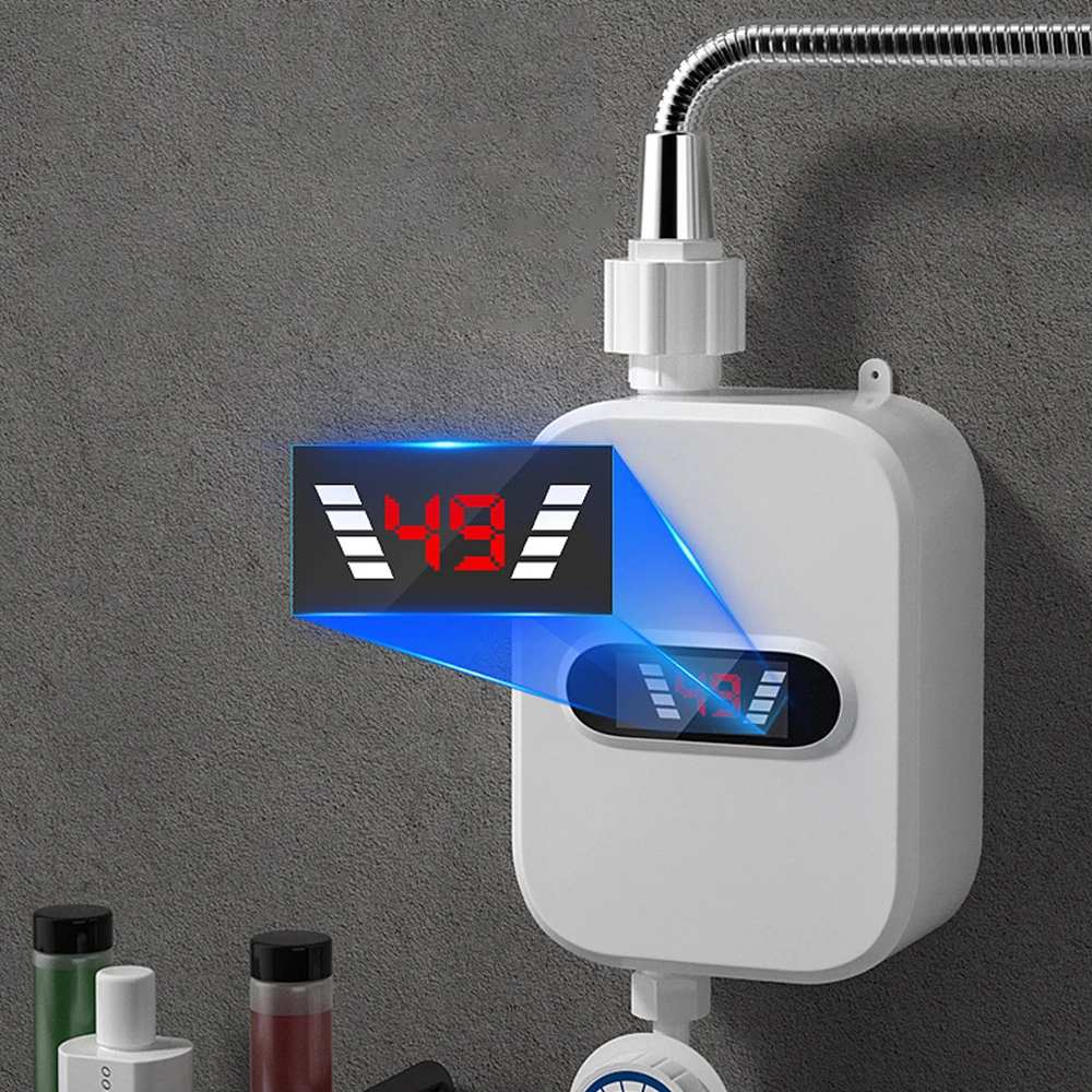 3500W Digital Electric Water Heater Thermostat Control Instantaneous Tankless Water Heater Kitchen Bathroom Shower Fast Heating