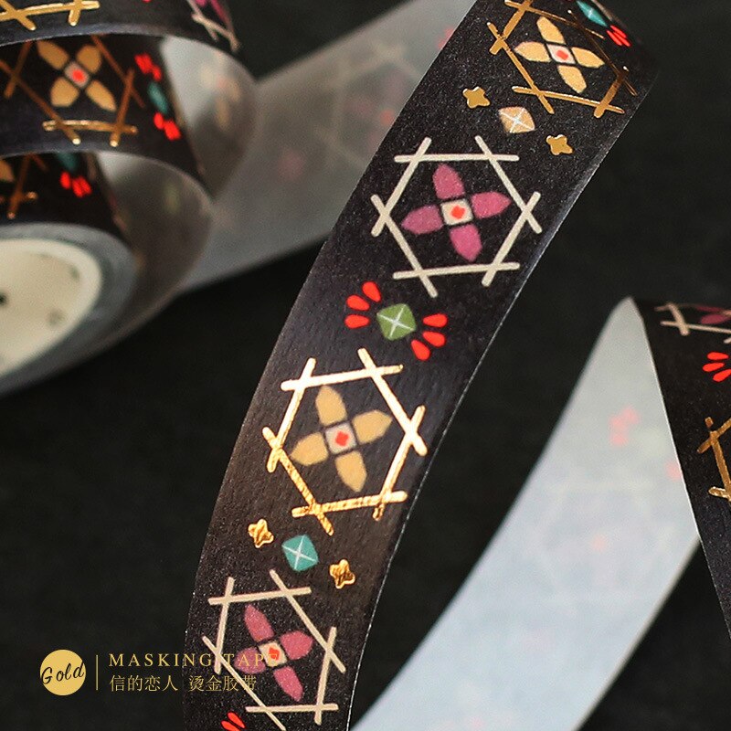 Algue diamant feuille d'or Washi ruban adhésif bricolage Scrapbooking autocollant étiquette rubans de masquage