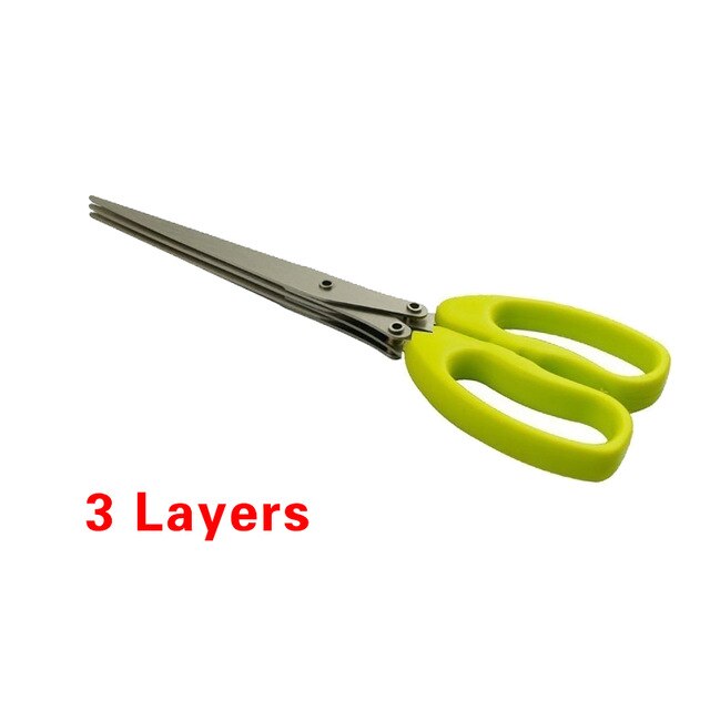 3 Lagen/5 Lagen Rvs Messen Multilayer Keuken Schaar Voor Gehakte Groene Ui Groente Gehakt Sjalot Tool Cut: 3 Layers