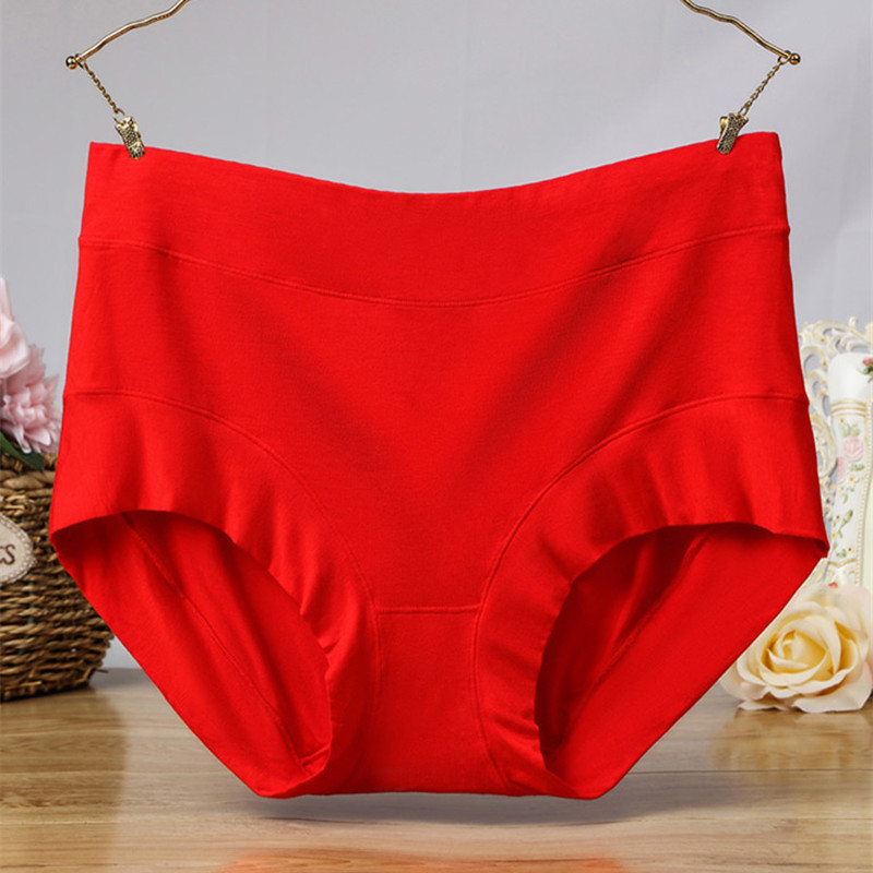 100kg 4XL femmes grande taille slips sous-vêtements femme Modal mère taille moyenne personnes grosse taille Shorts pantalons: XXS / Rouge