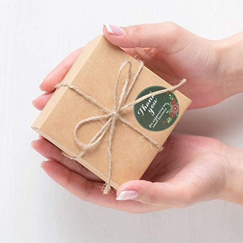 500 stuks bloemenstickers met de tekst 'bedankt voor uw steun aan mijn kleine bedrijf' voor een envelop met een zegel voor een bruiloftsbaketiket