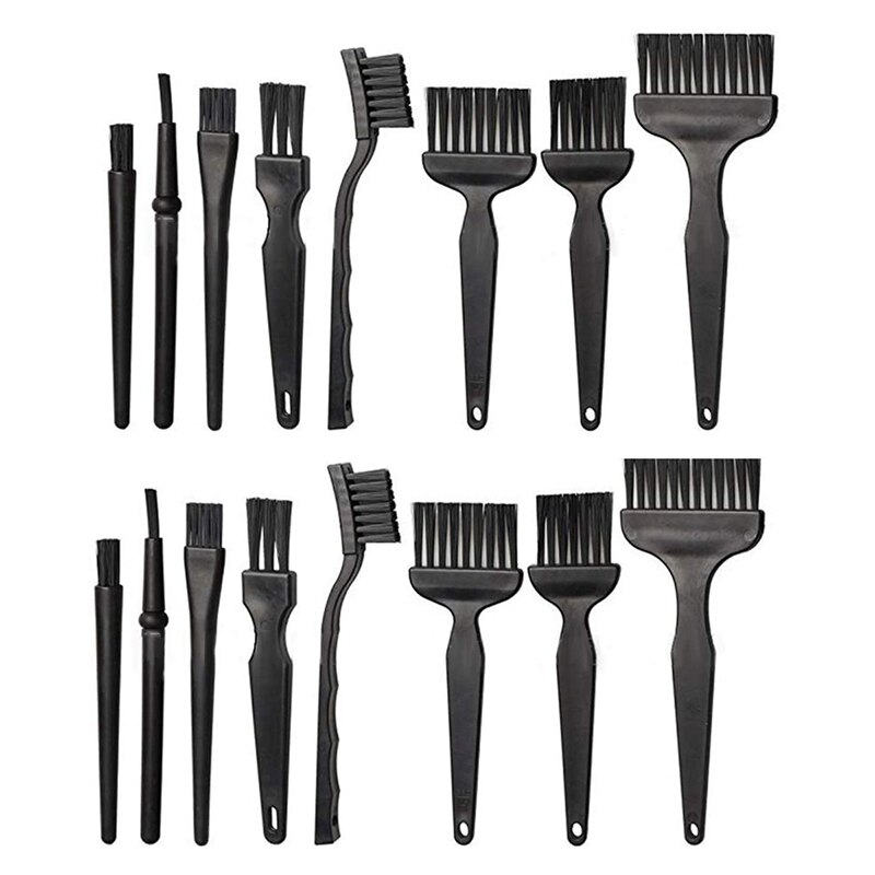 16 Portable Plastic Handle Anti Static Brushes Small Spaces Cleaning Brushes Computer Keyboard Cleaning Brush Kit Black: Default Title
