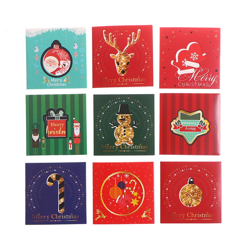 10pcs Merry Christmas Small Greeting Cards Kids Mini Christmas Greeting Cards Year Postcard Card Xmas Party