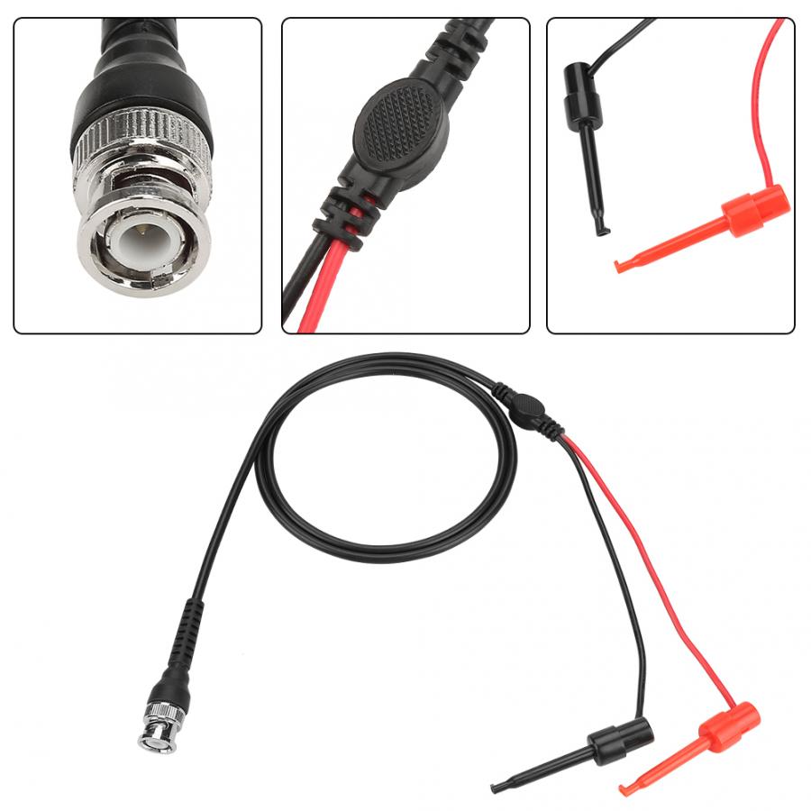 2Pcs BNC to Dual Testing Hook Probe Oscilloscope Machine Test Lead Coaxial Cables Coax Cable