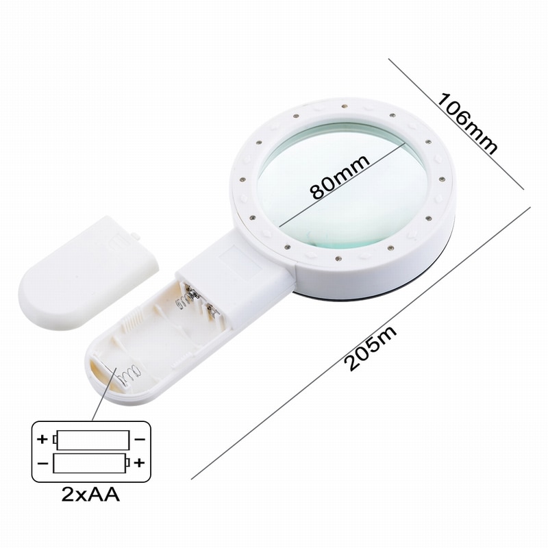Urijk 1pcs 30X 12LED Lights High Magnification Magnifying Glass Double Lens Upgraded Magnifier Lamp Magnifying Glass