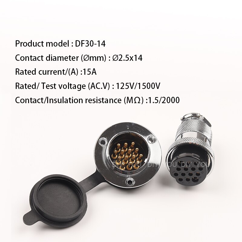 1 Set DF30 GX30 Luchtvaart Connector 2 3 4 5 7 8 10 14 Pin Vrouwelijke Plug &amp; Mannelijke Socket circulaire Flens Elektrische Draad Connector: DF30-14 Round Flange