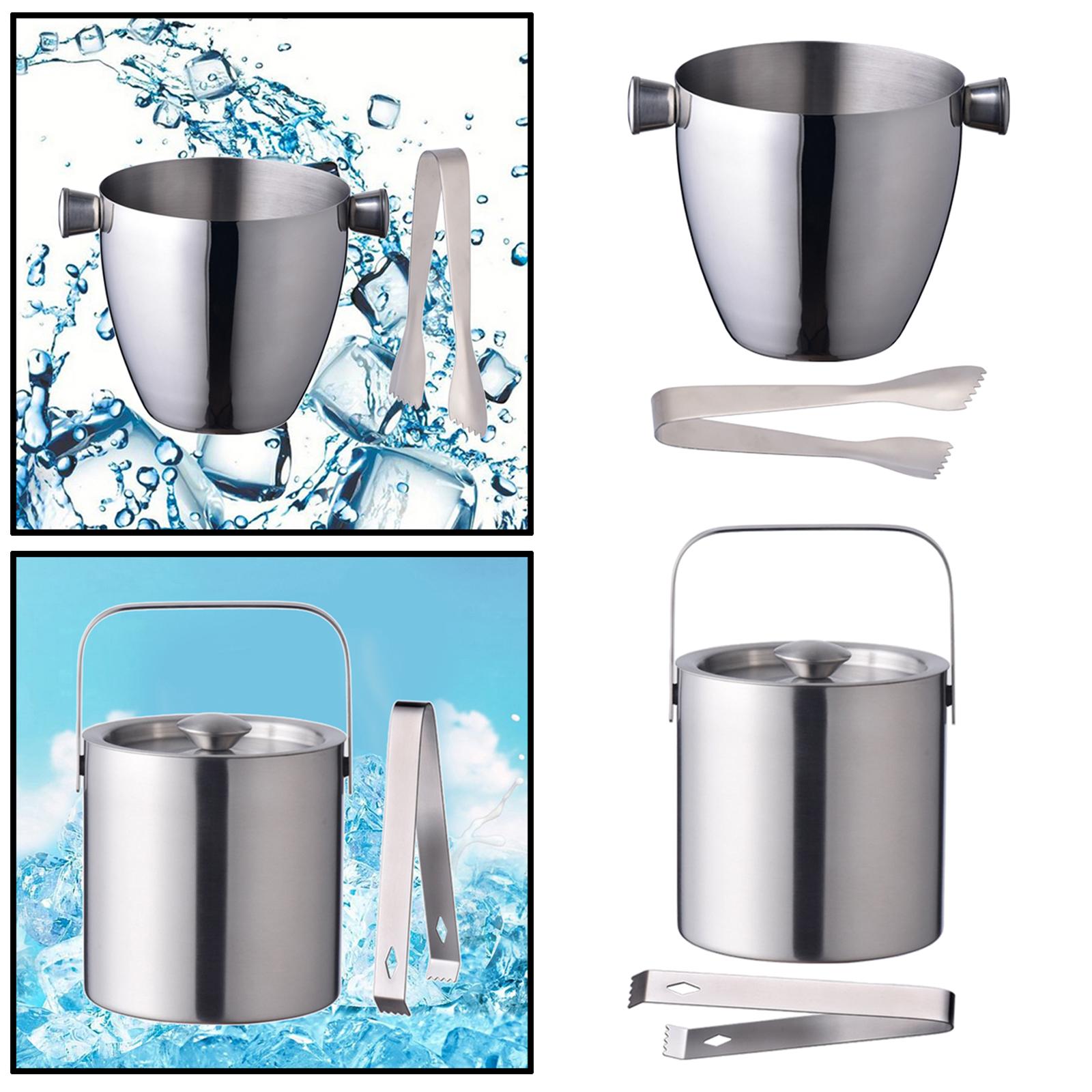 Portable Double Wall Insulated Ice Bucket Beverage Tub Drink Tub 1.5 Liter for Cocktail Parties Bar Home Wine Champagne Beer