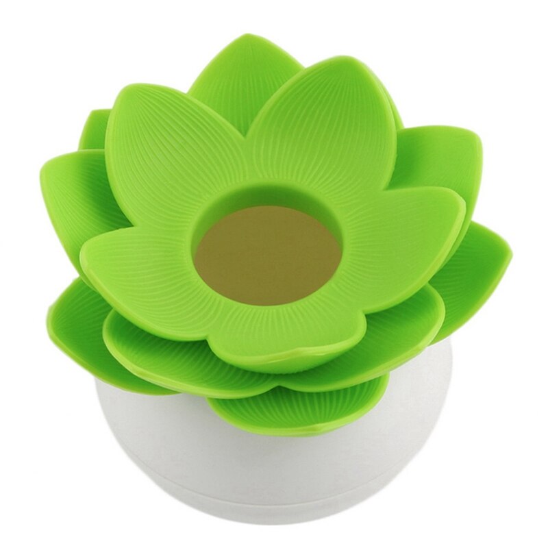 2x Chic Lotus Flower Cotton Bud Holder Toothpick Case Cotton Swab Box Home Decor (Black&amp;Green)