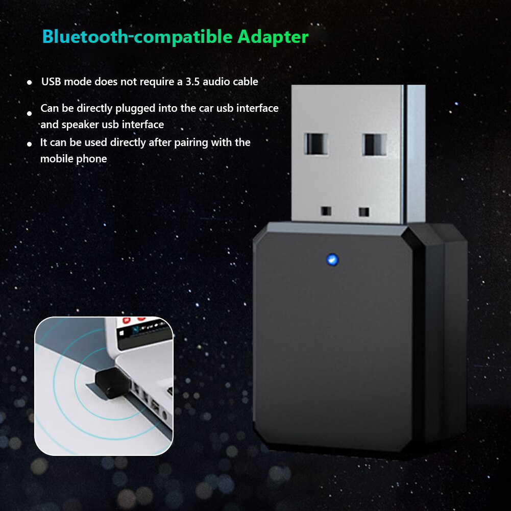 Wireless USB Bluetooth-compatible Adapter 5.1Transmitter Receiver Dongle 3.5mm AUX For PS5 PS4 Laptop Phone for Car Handsfree
