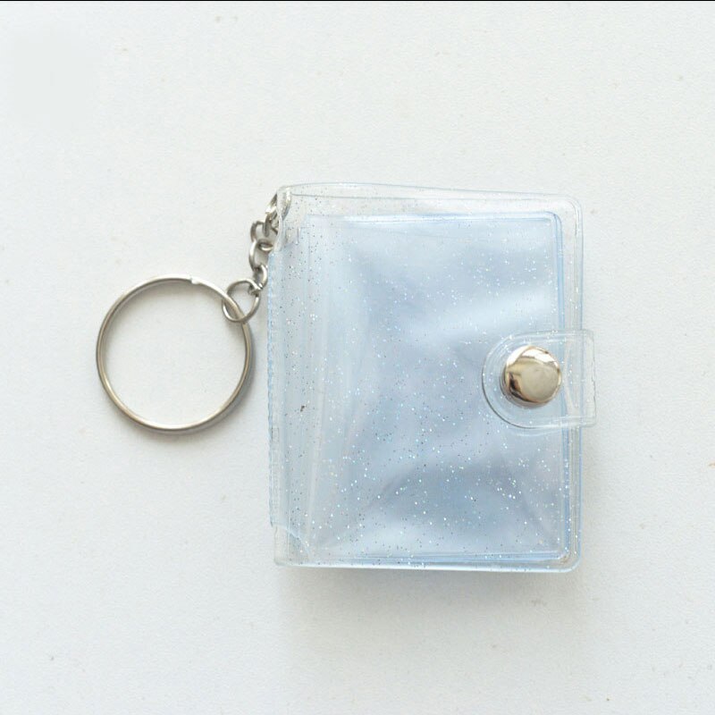 1/2 Inch Photo Album Mini Photo Album with key chain photo Storage Book Mini Retro Photo Album PVC Transparent Shiny Photo Album: 15(1inch)