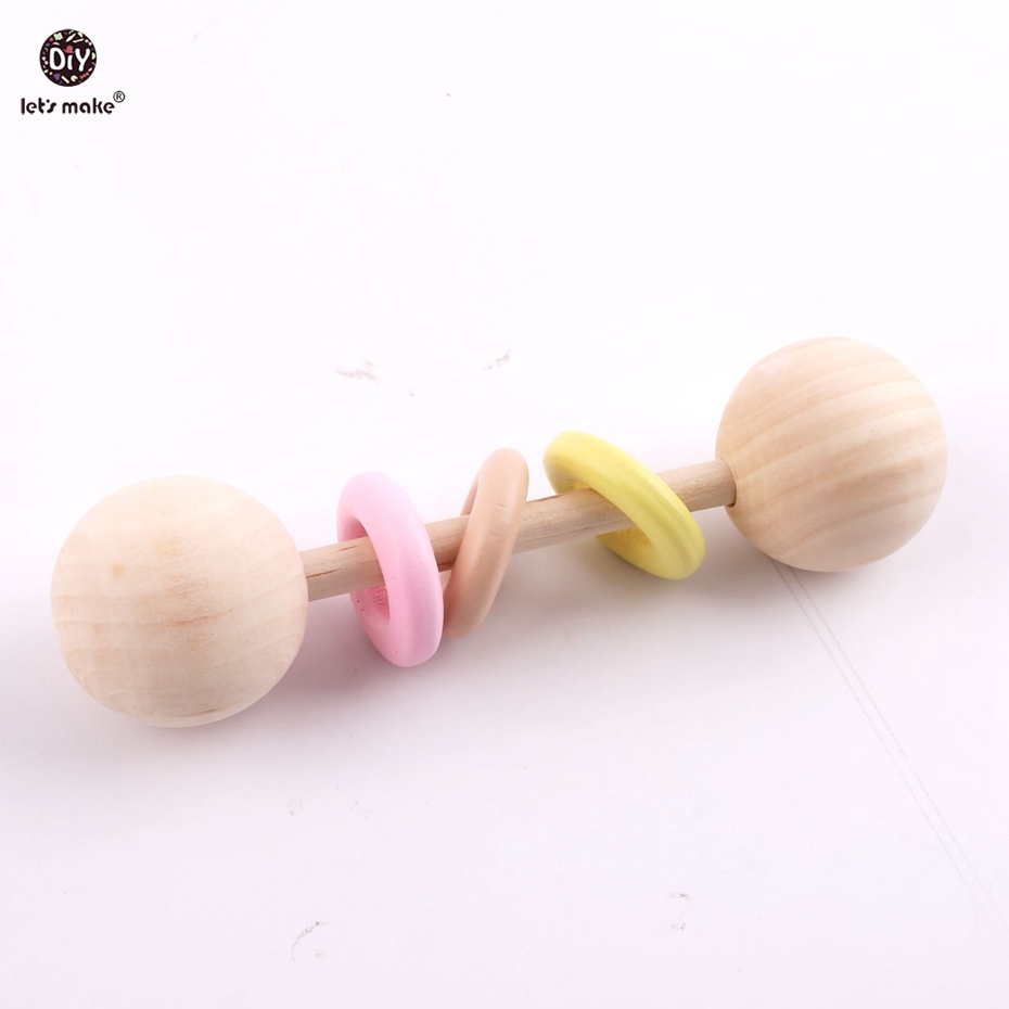 Let's make 5pcs BPA Free Natural Beech Wooden Teething Rings Baby Toys Tiny Rod Baby Shower Montessori Play Gym Rattles: maple type 3