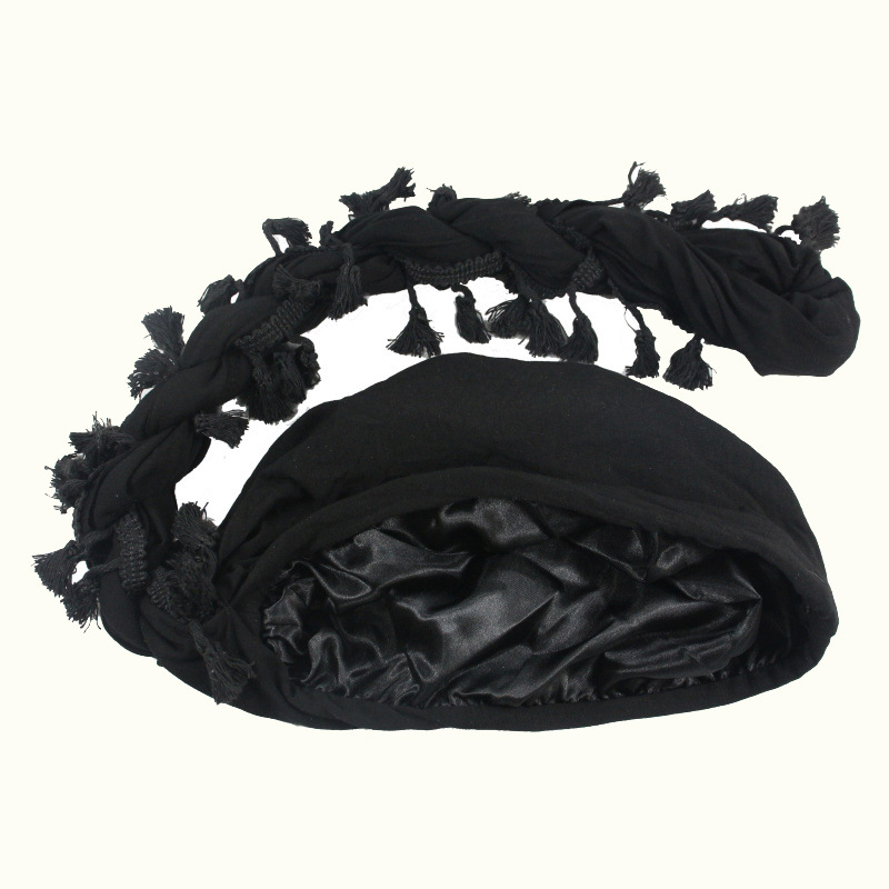 Sombrero trenzado para hombre, turbante, gorro ondulado Durag, sombrero forrado con Halo para hombres y mujeres, gorro para envolver la cabeza con borla elástica, gorro con ondas preatadas y trenzas