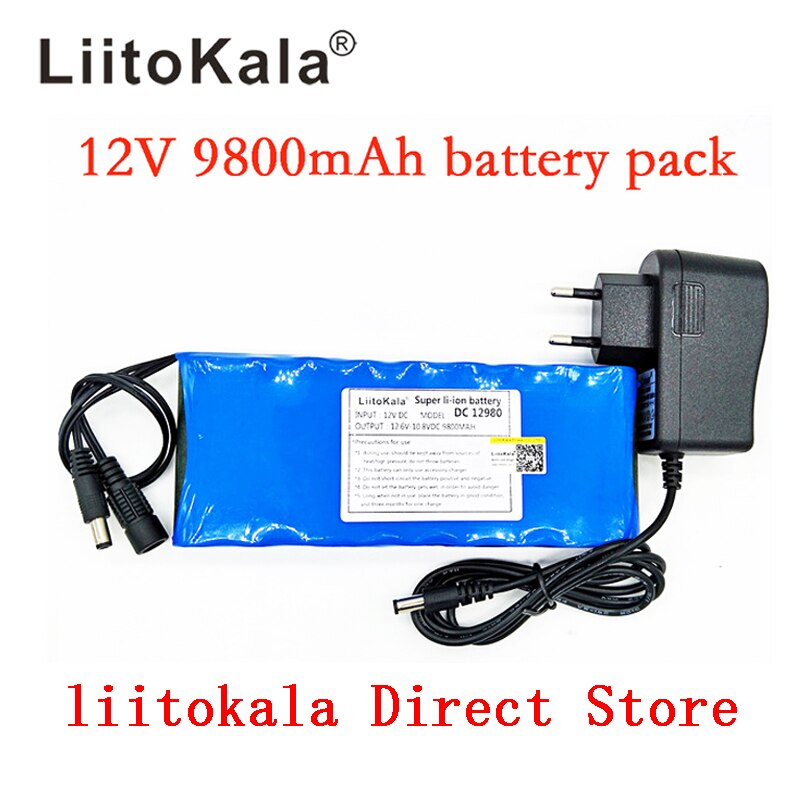 Liitokala 12V 9800mAh battery pack lithium ion camera camera battery and 12.6V 1A charger eu / us plug