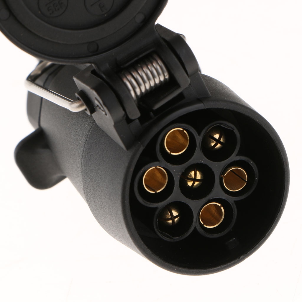 Black Round RV 7-Way 7-Pin Trailer Light Adapter Plug Connector 2 Meters