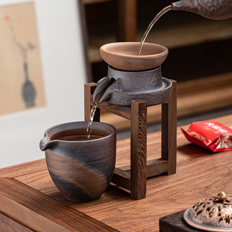 Ceramic Stone Mill Tea Strainers Handmade Tea Leaf Spice Filter Retro Kung Fu Pottery Fair Cup Office Tea Set Drinkware