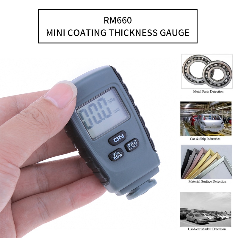 RM660 Thickness Gauge Tester Coating Painting Ultrasonic Film Mini Car Coating Measure Paint Gauge Measuring Instrument