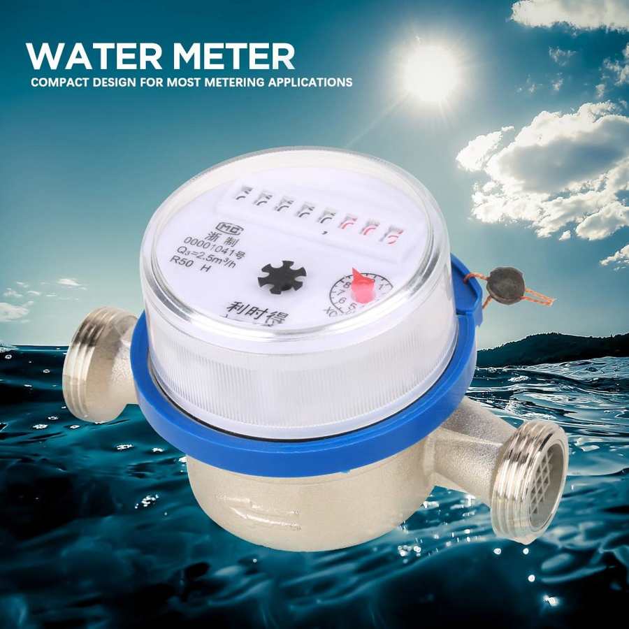 15mm 1/2&quot; Garden Dry Cold Water Meter Home Plastic Single Water Flow Dry Table Set Water Meter