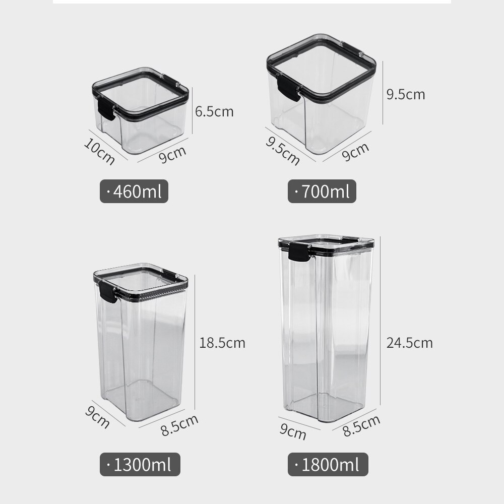 PET Plastic Food Containers Transparent Stackable Dry Food Storage Box Kitchen Spaghetti Noodles Sealed Containers