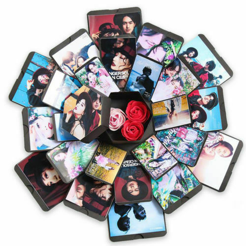 Verrassingsdoos explosie jubileum plakboek diy fotoalbum jubileum trouwdoos (kleur lint willekeurig)