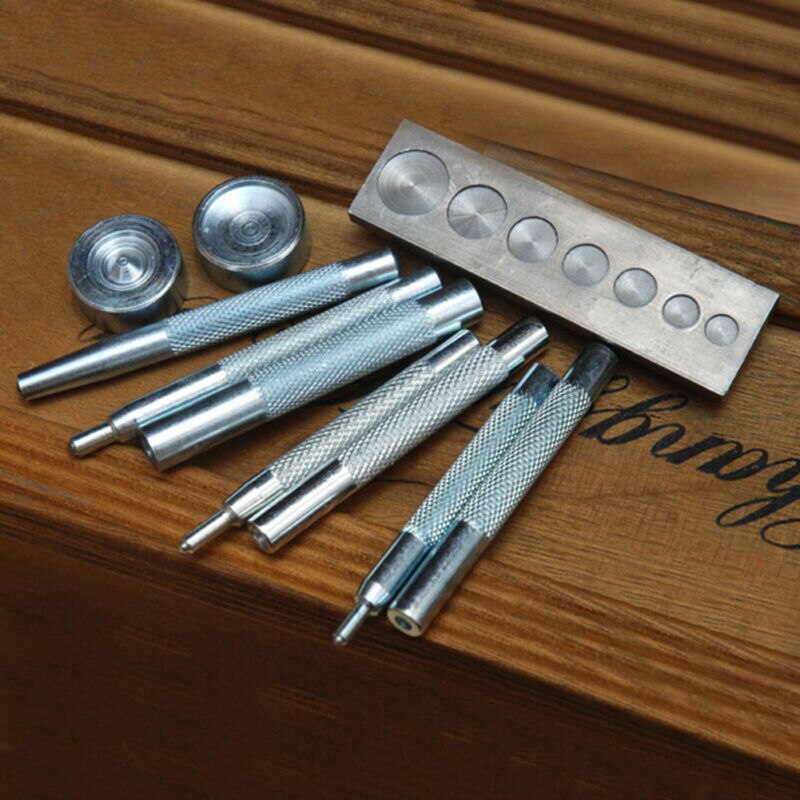 11pcs/set Leather Tool Die Punch Hole Snap Rivet Button Setter Base Kit Leather Craft Tools hole punches kit punch belt