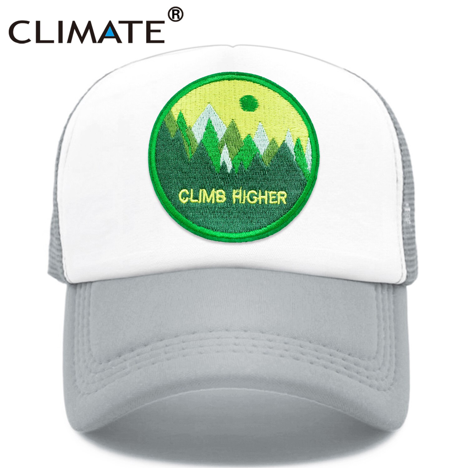 CLIMATE CLIMB HIGH Cap Climber Outdoor Sport Trucker Cap Green Outdoors Forest Hat Cap Cool Summer Mesh Cap for Men Women: Gray