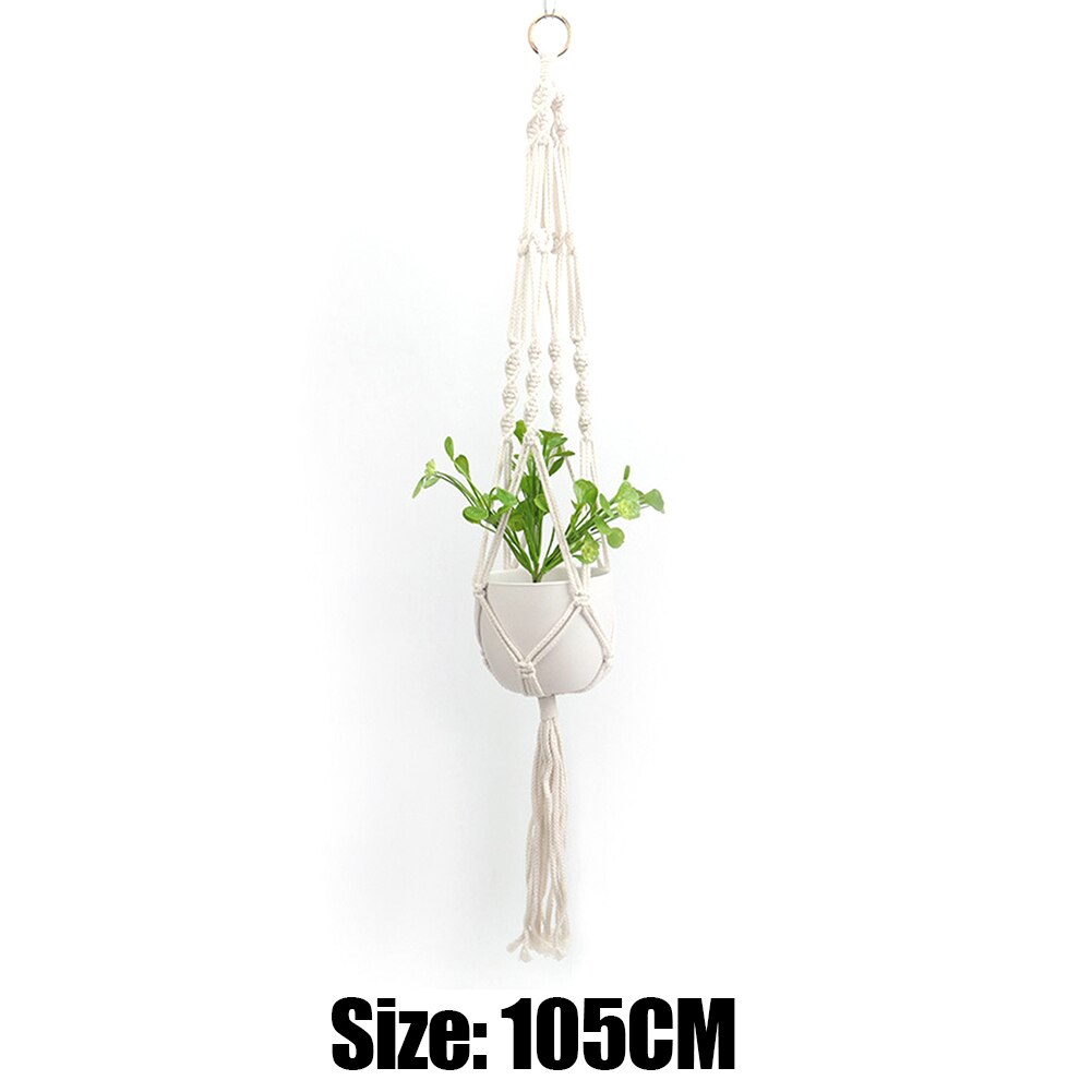 Flower Pot Net Bag Plant Hanger Handmade DIY Braided Knotted Rope Holder Home Garden Hanging Pot Basket Lanyard Decor