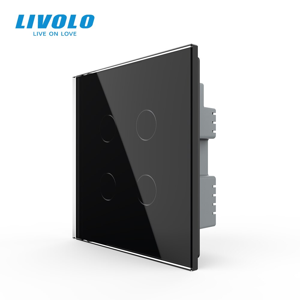 Livolo UK standard Wall Light Touch Switch,Glass Panel,touch sensor control,with led backlight,1-4gangs,wall touch switch: 4Gang Black