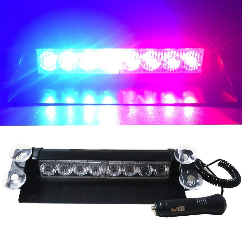 Auto kuorma-auto hätävilkku kojelauta vilkku varoitusvalo päivän käynnissä salama led poliisivalot 8 lediä 3 vilkkutilaa 12v