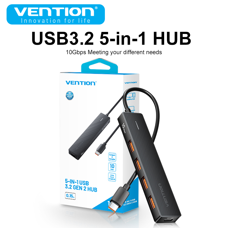 Vention USB 3.2 Hub 4 Ports 10Gbps Type C To USB-C 3.2 Gen Multiport Adapter For MacBook Pro Air M1 Laptop Desktop PC Splitter