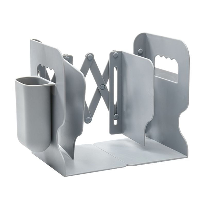 2 IN 1 Adjustable Book Holder Bookends with Pen Holder Students Desk Magazine File Holder Organizer Office Stand Rack Save space: Dark Grey