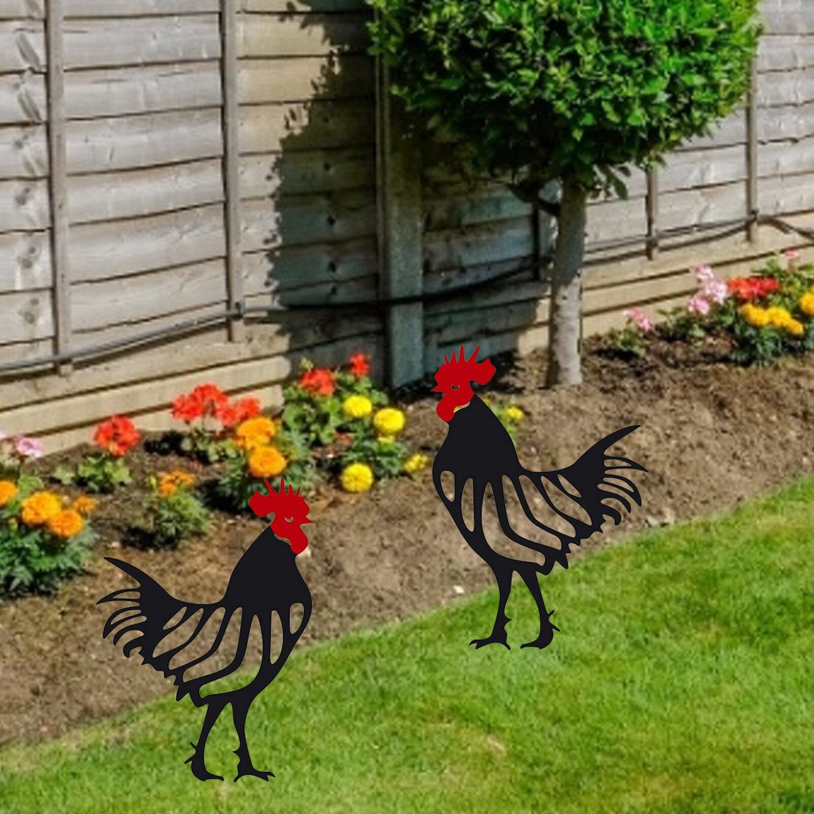 Metal Sculpture Carved Metal Rooster Yard Garden Decoration Furnishing Articles Artwork Home Decor Animal Craft Metal Art