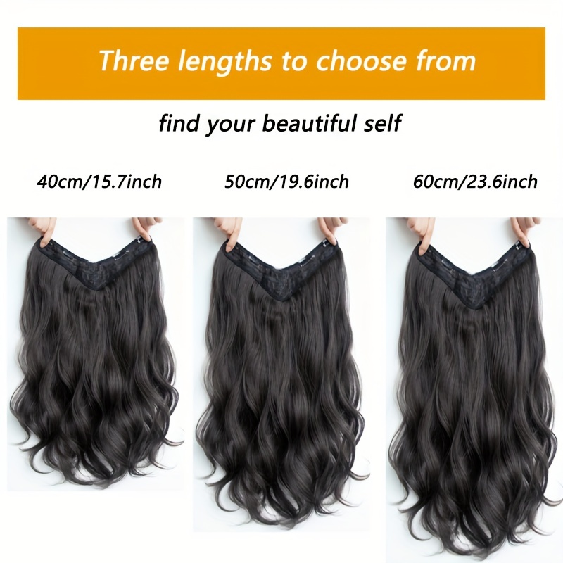 Invisible Long Wave Synthetic Hair Extensions - Fuller Hair Look, Natural-Looking Hair Strands - Confident Hairstyle